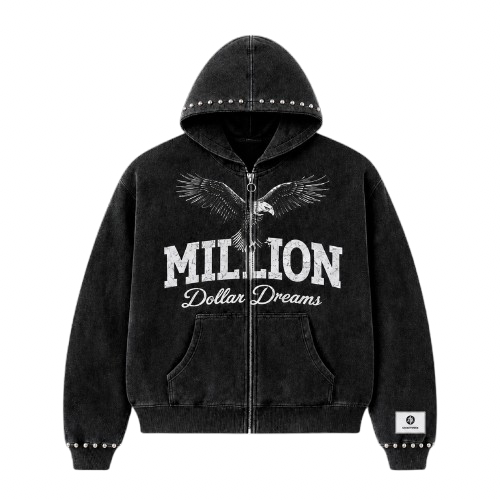 S26 MDD Washed Zip Up Hoodie "Washed Black"